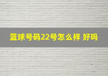 篮球号码22号怎么样 好吗